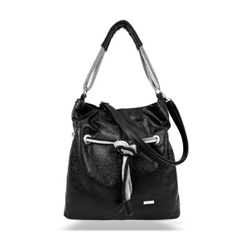 Zellia C156  női fekete csillogó válltáska 38 x 35 x 12 cm