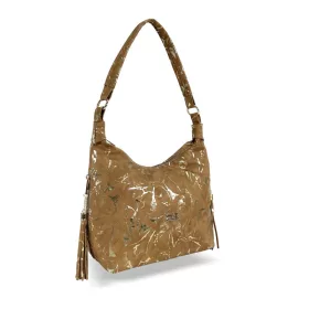   Zellia Zlb251 camel- arany márvány mintázatú, női válltáska 34 X 29 X 14 Cm