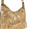 Zellia Zlb251 camel- arany márvány mintázatú, női válltáska 34 X 29 X 14 Cm
