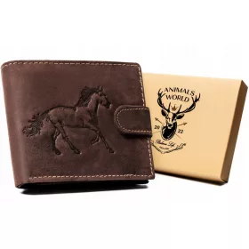   Férfi Bőr Pénztárca - Mintás - N992L-Chm-Horse-7636 - Ló Minta - Sötét Barna - Cognac