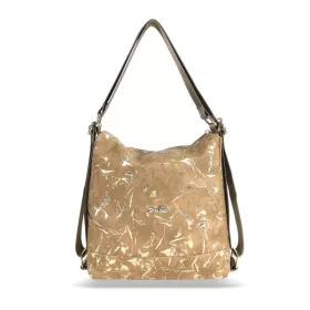   Zellia Zlb317 camel- arany márvány mintás női válltáska, hátizsákká alakítható 31 x 28 x 12,5 cm