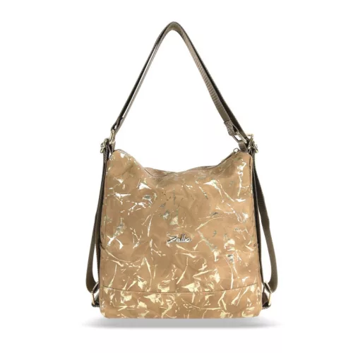 Zellia Zlb317 camel- arany márvány mintás női válltáska, hátizsákká alakítható 31 x 28 x 12,5 cm