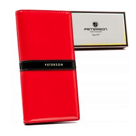  Peterson női piros színű rostbőr pénztárca RFID, 19×9,5 cm