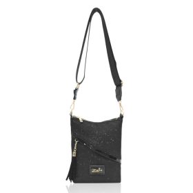   Zellia 23012 női, fekete csillámos oldaltáska 26 x 18 x 5,5 cm