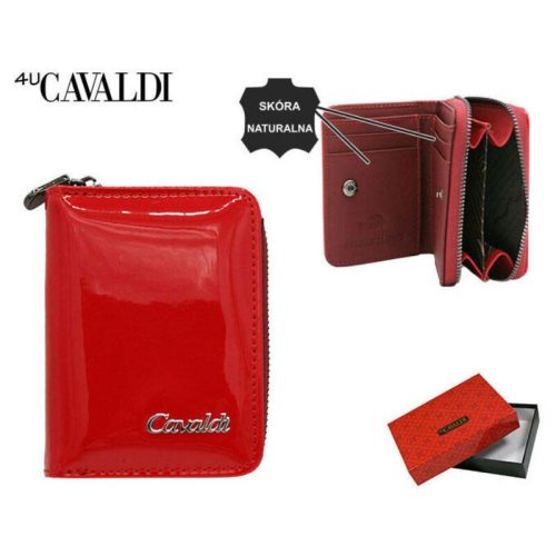Cavaldi női piros színű lakkbőr pénztárca, RFID 10×8 cm