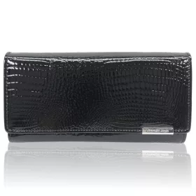   Jennifer Jones croco mintás, fekete női lakk bőr pénztárca 19×9,5 cm
