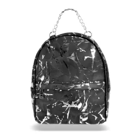   Zellia Zlb301 női, fekete-ezüst márvány mintázatú hátizsák 25 x 21 x 8 cm