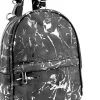 Zellia Zlb301 női, fekete-ezüst márvány mintázatú hátizsák 25 x 21 x 8 cm