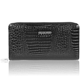   Jennifer Jones croco mintás, lakk fekete női bőr pénztárca 19×10,5 cm