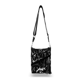  Zellia 23012 fekete ezüst márvány mintás női oldaltáska 26 x 18 x 5,5 cm