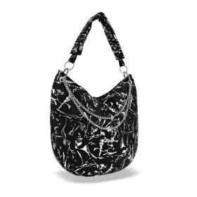   Zellia Zlb312 női fekete-ezüst márvány mintázatú válltáska 35 X 29 X 5 Cm