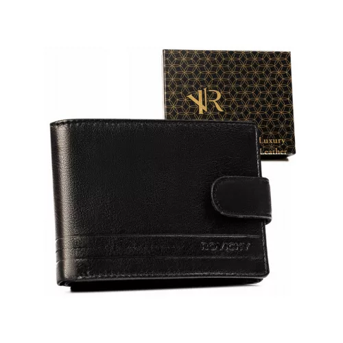 Rovicky férfi fekete színű átfogópántos bőrpénztárca RFID, 12,5×9,5 cm