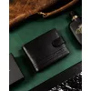 Rovicky férfi fekete színű átfogópántos bőrpénztárca RFID, 12,5×9,5 cm