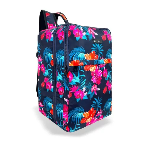 Zellia Hz-104 D1013 trópusi virág mintás WizzAir Ryanair kézipoggyász hátizsák vízlepergetős 40 x 25 x 20 cm