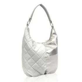  Zellia 21040 ekrü-ezüst steppelt női válltáska 40 x 30 x 15 cm