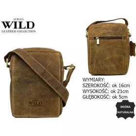   Wild férfi koptatott hatású sportos bőr oldaltáska 23 x 18,5 cm
