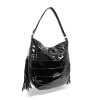 Zellia fekete lakk női válltáska, crossbody  32 x 31 x 11 cm