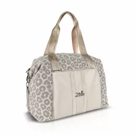   Zellia 24128 Pantera párduc mintás krém-taupe női sporttáska, gymbag 40 × 30 × 19 cm