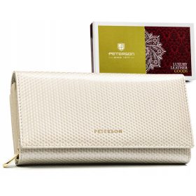   Peterson Ptn 42100-Sbr-7365 női, bézs bőr pénztárca 19,5 x 10 cm
