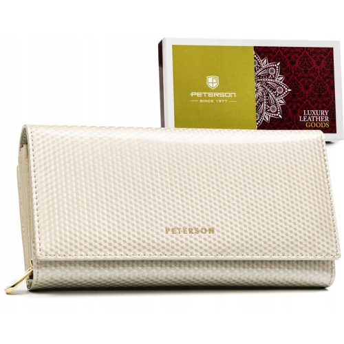 Peterson Ptn 42100-Sbr-7365 női, bézs bőr pénztárca 19,5 x 10 cm