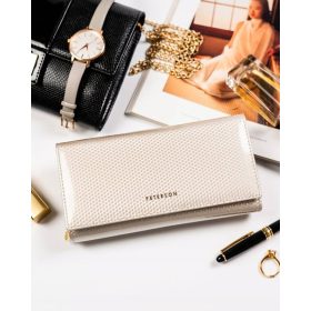   Peterson Ptn 42100-Sbr-7365 női, bézs bőr pénztárca 19,5 x 10 cm