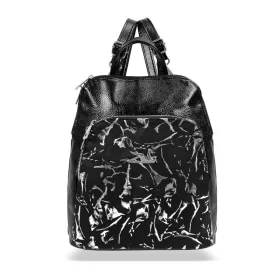   Zellia 25055 fekete-ezüst márvány mintás hátizsák 31 x 29 x 14,5 cm