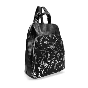   Zellia 25055 fekete-ezüst márvány mintás hátizsák 31 x 29 x 14,5 cm