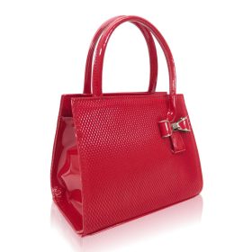   Zellia női, nyomott mintás, masnis piros kézitáska, divattáska