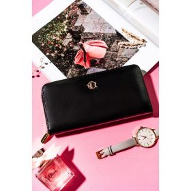   Rovicky nagyméretű női fekete rostbőr divat pénztárca 20 x 10 cm