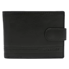 Rovicky átkapcsos fekete férfi bőr pénztárca 12,5×9 cm